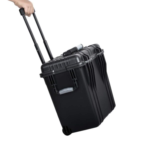 MEIJIA Waterproof Portable Equipment Hard Case With Retractable Pull Handle And Rolling Wheels,Customized Fit Foam Inserted, Elegant Black, Fit For Drones,Rifle,Camera,Lens,19.88X12.01 X18.11 inches - Image 4