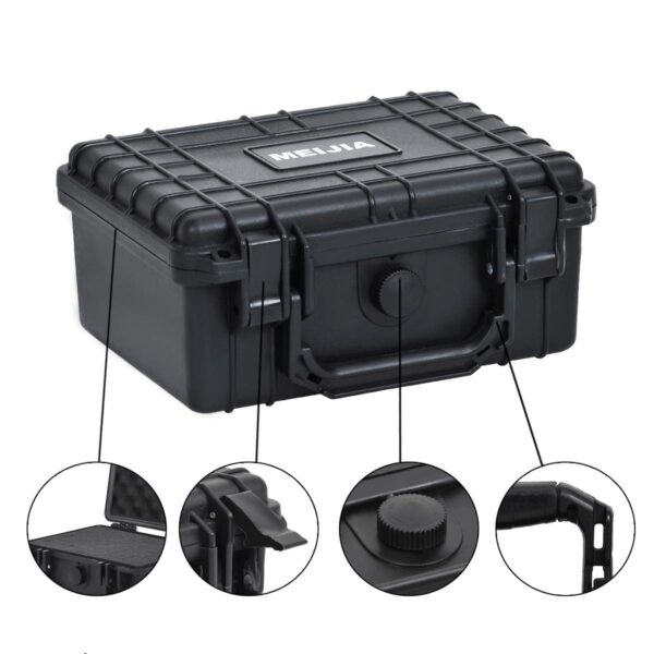 MEIJIA Portable Waterproof Protective Hard Case,Compact Camera Case with Customizable Fit Foam,Fit for Drones,Camera,Lens, 9.17inchx7.56inchx4.33inch, Black - Image 2