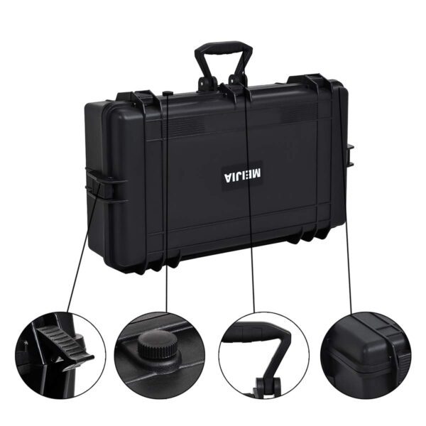 MEIJIA All Weather Waterproof Hard Camera Case,Hard Case with Customizable Fit Foam,Fit Use of Drones,Camera,Equipments,Pistols,Elegant Black (Black, 28.84"x16.92"X7.08") - Image 2