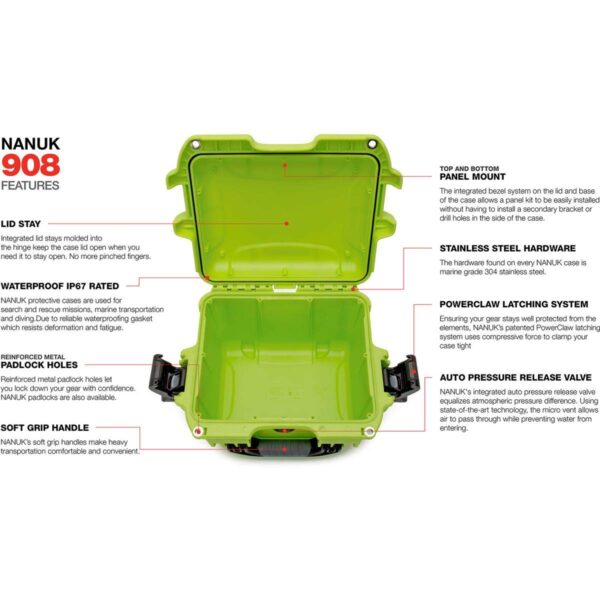 Nanuk 908 Waterproof Hard Case - Lime - Image 2