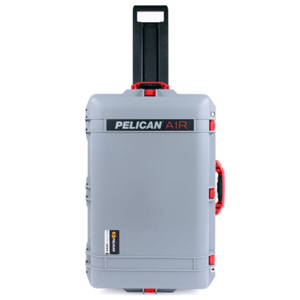 Pelican 1595 Case by ColorCase - Silver - Large Sized Waterproof Case (Case Only) - Red Handles & Latches - Image 2