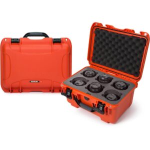 Nanuk Medium Series 918 Lightweight NK-7 Resin Waterproof Protective Case with Foam Insert for 6 Camera Lens, Orange