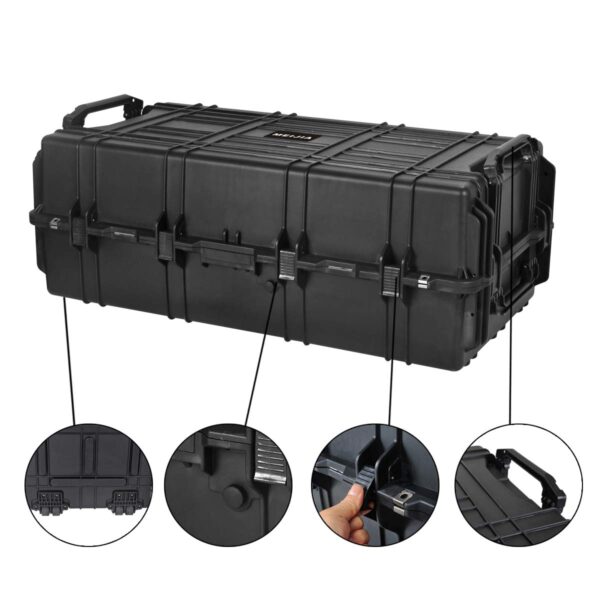 MEIJIA All Weather Portable Rolling Tactical Waterproof Gun Case, Rifle Case,Dry Box with Foam and Wheels,44.81 x25.31x16.50inches(Elegant Black) - Image 2