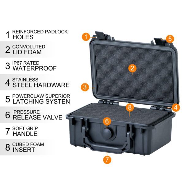 MEIJIA Portable All Weather IP67 Waterproof Protective Case, Hard Case,Camera Case With Customizable Foam,Fit Use of Drones, Cameras,Equipments (Black, 8.12x6.56x3.56inches) - Image 7