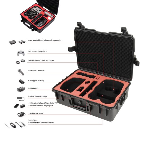 Liyirui Avata Hard Case, Waterpoof Case for DJI Avata (DJI Goggles V2 / Goggles 2 / Goggles Integra),Avata Drone Carrying Case, Compatible with DJI Avata And Accessories[Not For Avata2, CASE ONLY] - Image 4