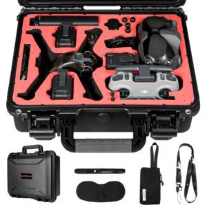 Drone kit with remote and accessories in case.