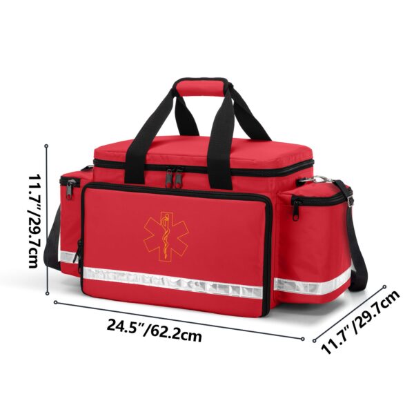 Trunab Emergency Responder Trauma Bag Empty, Professional First Aid Kits Storage Medical Bag with Inner Dividers and No-Scratch Bottom, Ideal for EMT, EMS, Paramedics, Red, Bag ONLY - Image 3