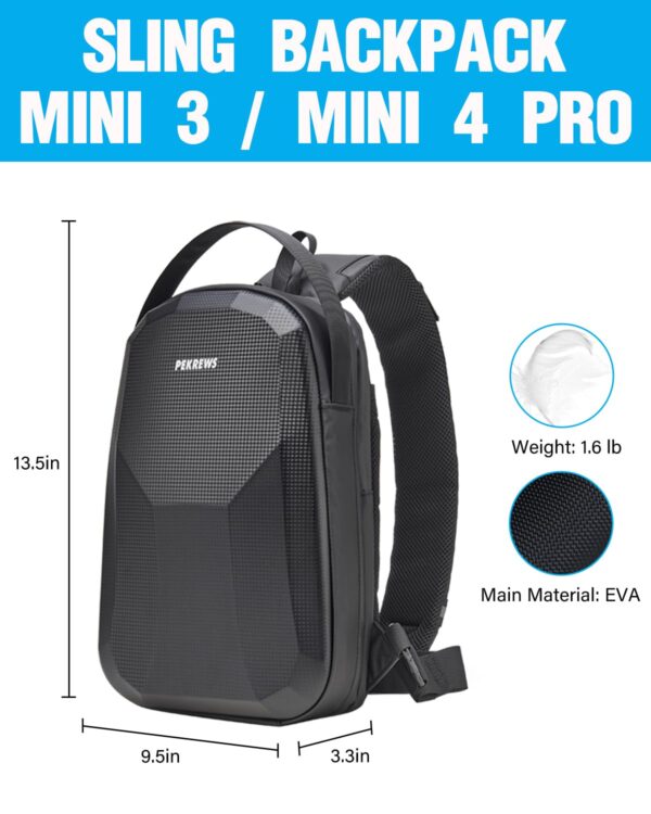 PEKREWS DJI Mini 3 Case, DJI Mini 4 Pro Case, Portable Mini 3 Sling Backpack Compatible with DJI Mini 3, Waterproof Mini 4 Pro Carrying Case, Travel Mini 3 Bag for DJI Mini 3 Fly More Combo - Image 2