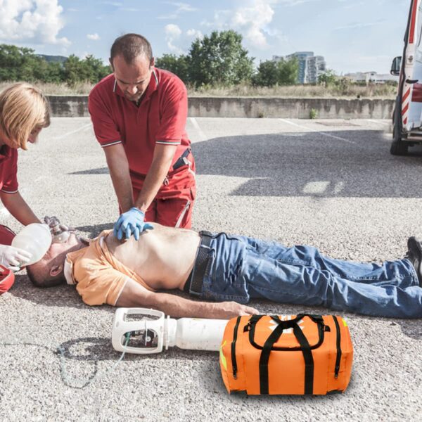 NOVAMEDIC Empty Orange Trauma First Aid Medical Bag, 21"x15"x5", Multi Compartment First Responder Carrier for EMT, Paramedics, Emergency and Medical Supplies Kit, Lightweight and Durable, Orange - Image 2