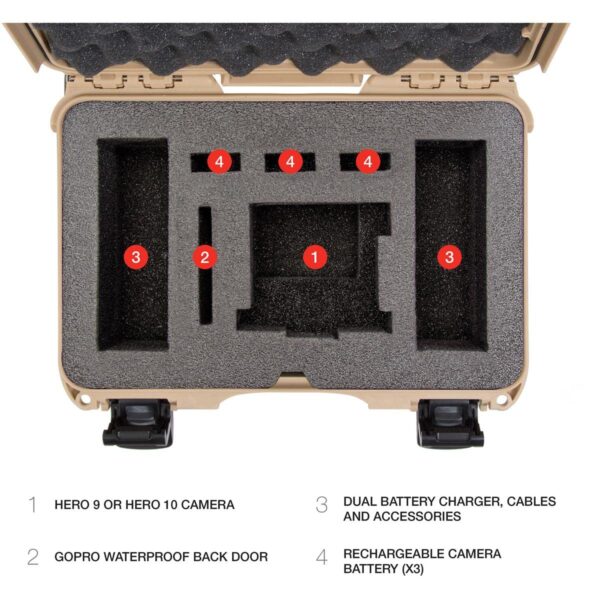 Nanuk 909 Waterproof Hard Case with Foam Insert for GoPro Hero 9 & 10 - Tan (909-GOPH90) - Image 3