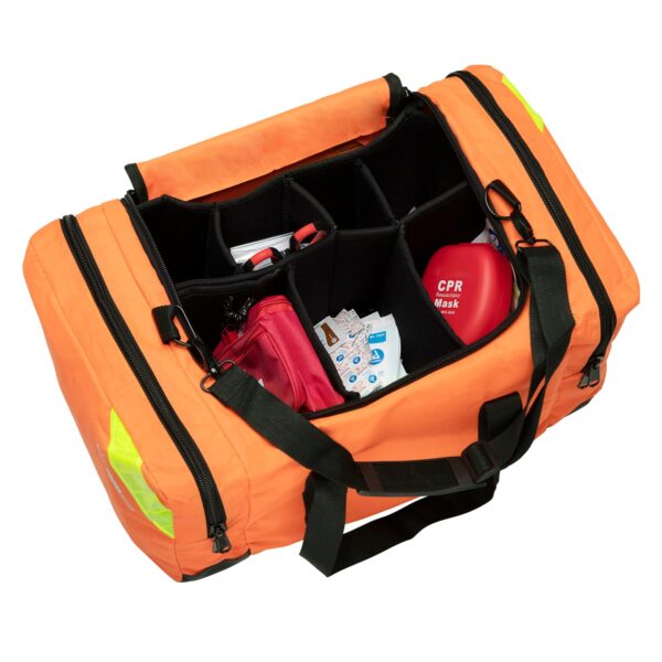 NOVAMEDIC Empty Orange Trauma First Aid Medical Bag, 21"x15"x5", Multi Compartment First Responder Carrier for EMT, Paramedics, Emergency and Medical Supplies Kit, Lightweight and Durable, Orange - Image 4