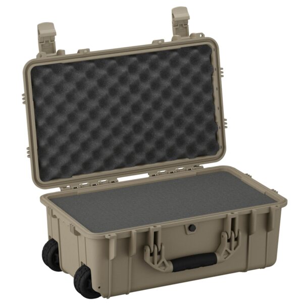 Condition 1 22" Large Rolling Lockable Hard Storage Case with Foam, Model 300, Waterproof Protective Box for Camera, Tactical, Scientific Gear, Made in USA, 21.84"x13.82"x9" Tan