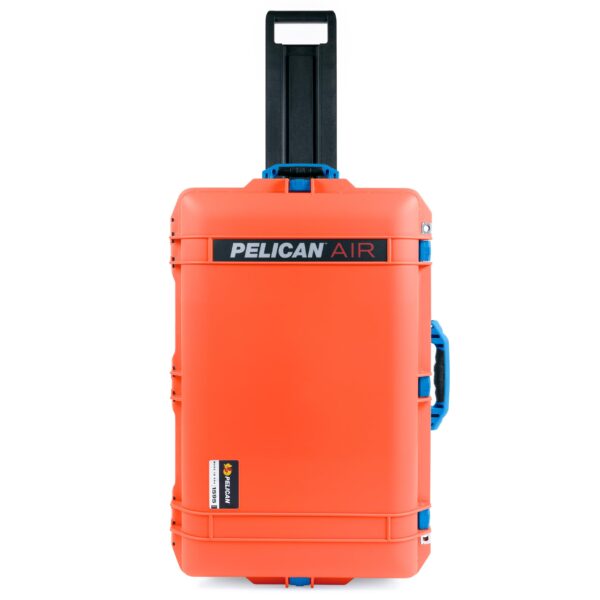 Pelican 1595 Case by ColorCase - Orange - Large Sized Waterproof Case with Mesh Lid Organizer - Blue Handles & Latches - Image 2