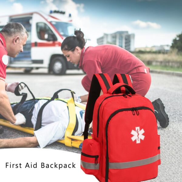 Hwbang First Aid Backpacks Bag Empty Red Emergency Medical Bag Case Trauma Medical Backpack for First Responder Organizer EMS EMT - Image 6