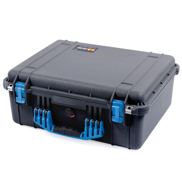 ColorCase Pelican 1550 Case Black - Medium Size Waterproof Case with Pick & Pluck Foam Set & Convoluted Lid Foam - Blue Handles & Latches - Image 3
