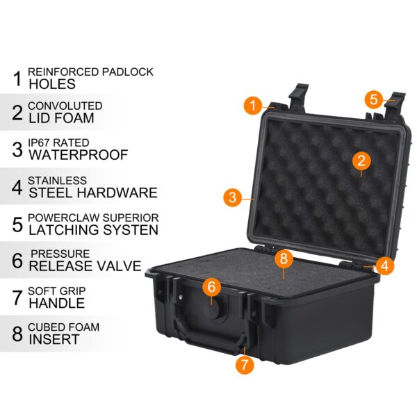 MEIJIA Portable Waterproof Protective Hard Case,Compact Camera Case with Customizable Fit Foam,Fit for Drones,Camera,Lens, 9.17inchx7.56inchx4.33inch, Black - Image 9