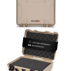 Nanuk 910 Hard Case with Customizable Cubed Foam, IP67 Waterproof & Crushproof, Rugged Construction for Ultimate Protection, Made in North America – Tan (14.3” x 11.1” x 4.7”)