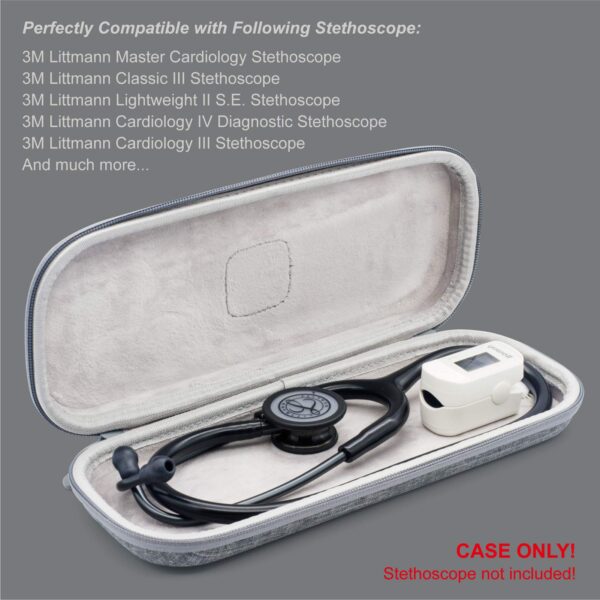 PROHAPI Hard Stethoscope Case, Lightweight Thin Stethoscope Holder Storage Pouch for Littmann Classic III, Lightweight II S.E, Cardiology IV, MDF Acoustica Deluxe Stethoscopes - Image 6