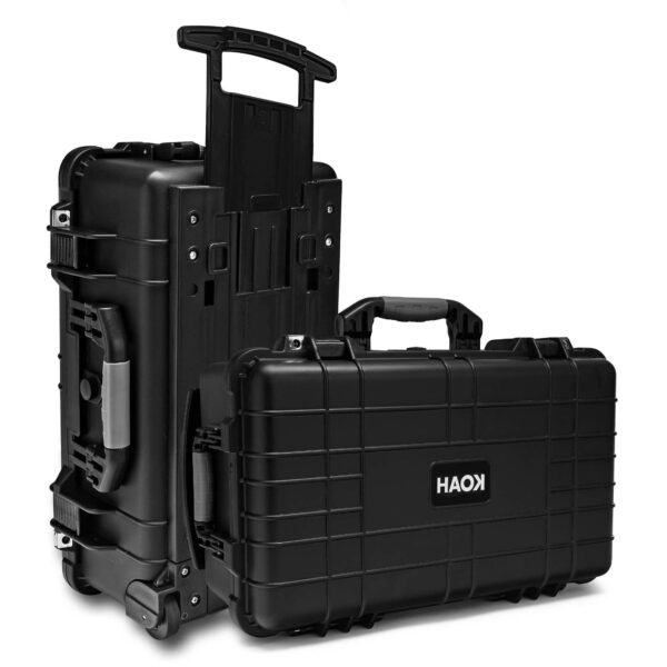 Koah Weatherproof Wheeled Carry-On Hard Case with Customizable Foam, Retractable Handle, and Trolley Wheels (22.0" x 14.0" x 9") For Cameras, Drones, And Gear