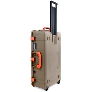 Pelican Air 1615 Case by ColorCase - Dark Desert Dirt - Large Size Waterproof Case (Case Only) - Orange Handles Latches