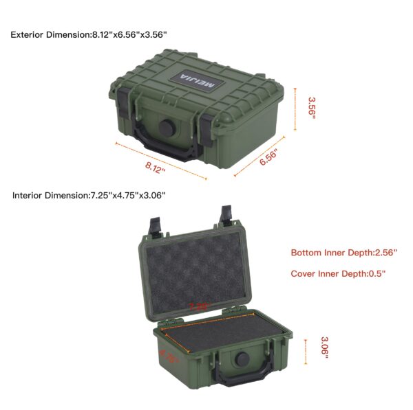 MEIJIA IP67 waterproof hard compact case,Customizable Fit Foam,8.12”x6.56”x 3.56”,Fit Use of Drones, Cameras,Equipments,lens (Green) - Image 7