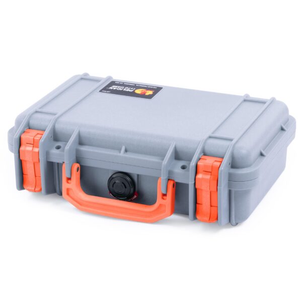 ColorCase Pelican Protector 1170 Case Silver - Small Size Waterproof Case with Pick & Pluck Foam & Convoluted Lid Foam - Orange Latches - Image 3