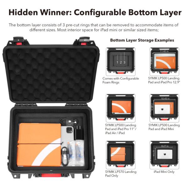 SYMIK P330-MMDL Dual Layer Mini 4 Pro Case, Waterproof Hard Carrying Case for DJI Mini 4 Pro/Mini 3/Mini 3 Pro Fly More Combo, Fits DJI RC 2/RC, RC-N2/N1, Charger Hub, Tablet Holder, Landing Pad, iPad - Image 8