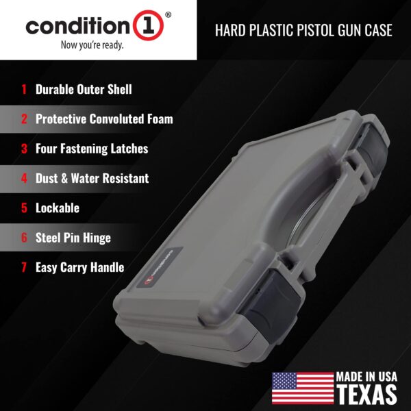 Condition 1 14" Economy Plastic Hard Case Model 1763 for Handgun, Revolver, Firearm, Pistol Lockable Protective Travel Storage Case, Made in USA, 14"x10.32"x3.57" Gun Metal Gray - Image 5