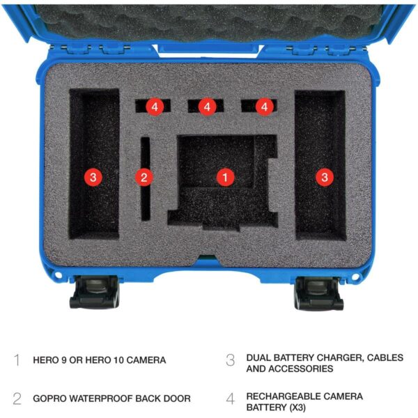 Nanuk 909 Waterproof Hard Case with Foam Insert for GoPro Hero 9 and 10, Blue - Image 3