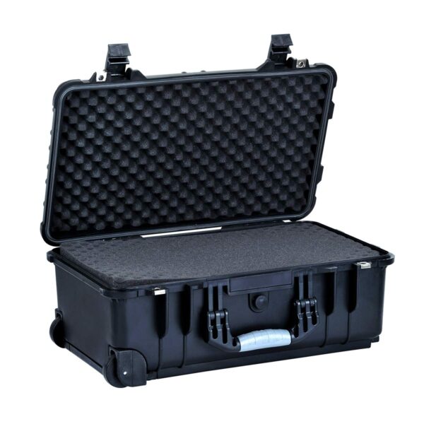 MEIJIA Portable Waterproof Protective Case, Hard Compact Camera Case with Retractable Pull Handle and Rolling Wheels,Customizable Fit Foam Inserted, Black, 22.06X17.93 X10.43 inches - Image 6