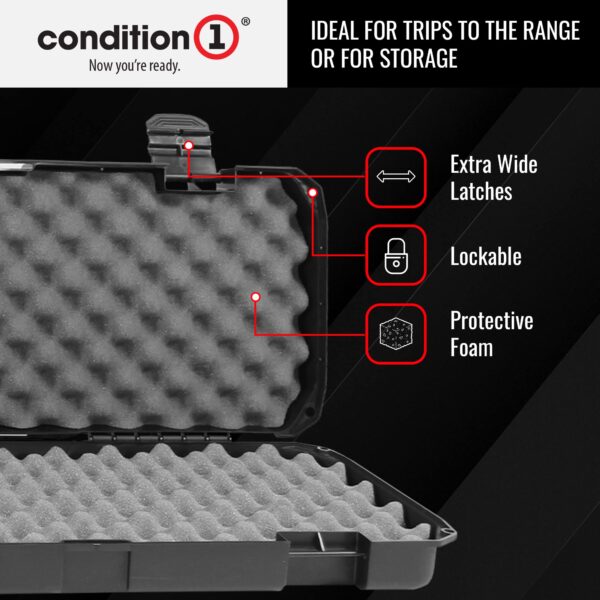 Condition 1 46” Rifle Gun Case, Hard Lockable Storage Box, Water Resistant Plastic Travel Case Model 628 For Tactical Gear, Protective Luggage, Made in USA, ‎46.62"x12.5"x3.81" Black - Image 3