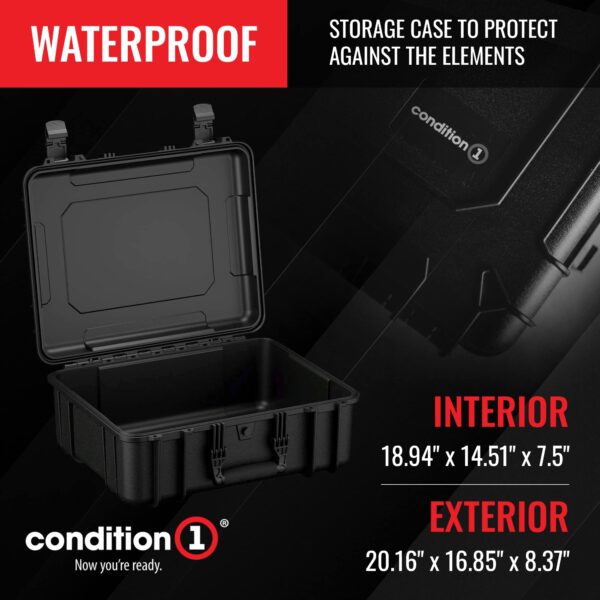 Condition 1 20" Large Waterproof Protective Hard Case with Foam, Model 253, Watertight IP67 Dust Proof and Shock Proof TSA Friendly Portable, Made in USA, 20.16"x16.85"x8.37" Black - Image 6