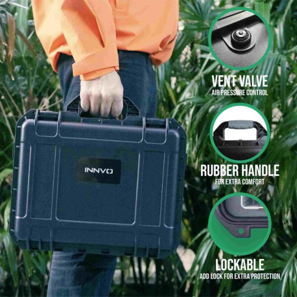 INNVO Waterproof Hard Case for DJI Mini 4 Pro Fly More Combo RC 2 / RC-N2, Rugged Protective Carrying Case Compatible with DJI Mini 4 PRO/Mini 3 PRO, Rubber Handle Mesh Pocket Black - Image 4