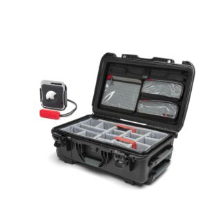 Nanuk 935 Waterproof Carry-On Hard Protective Case with Lid Organizer, Wheels and Padded Divider (Black) Bundle with Nanuk Airtag Holder (2 Items)