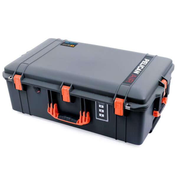 ColorCase Pelican 1595 Case Charcoal - Large Sized Waterproof Case with Laptop Computer Lid Pouch - Orange Handles & Latches - Image 3