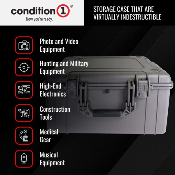 Condition 1 25" Large Heavy-Duty Protective Waterproof Hard Case Model 024, Portable Storage Box with Customizable Foam, Camera, Tool, Hunting, Made in USA, 24.27"x19.40"x13.57" Gun Metal Gray - Image 4