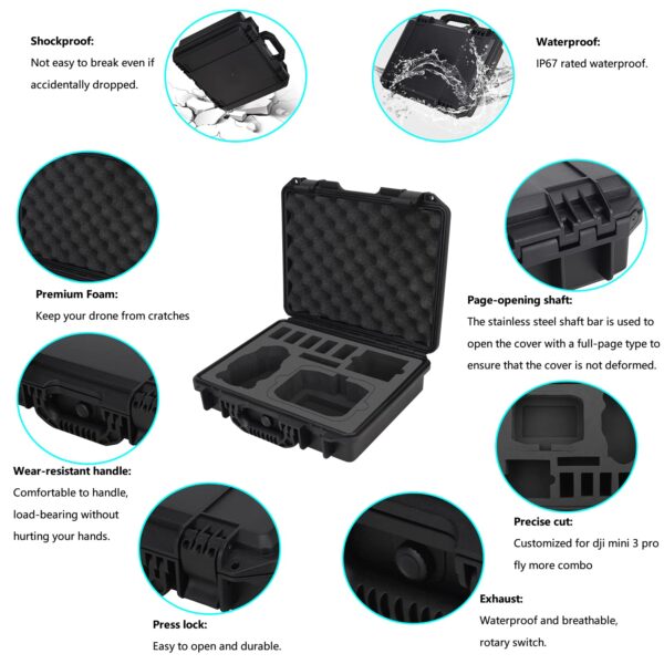 Shockproof waterproof drone case with foam interior.