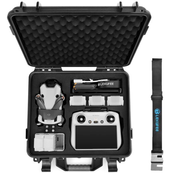 Lekufee Waterproof Hard Carrying Case Compatible with DJI Mini 4 Pro Drone/DJI Mini 4/Mini 3 Pro/Mini 3 Drone and DJI RC 2/DJI RC/RC N2/RC N1 Remote Controller and Accessories(Case Only)