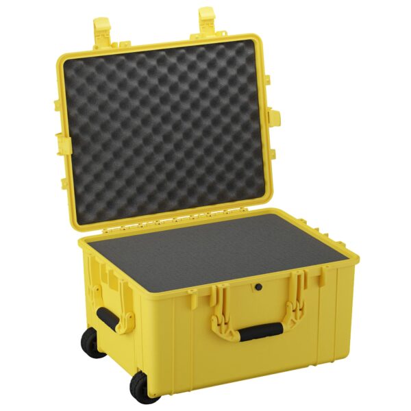 Condition 1 25" Large Rolling Hard Travel Storage Case Model 286 with Wheels and Handle, Waterproof TSA Friendly, Made in USA, 24.58"x19.58"x14.60" Yellow