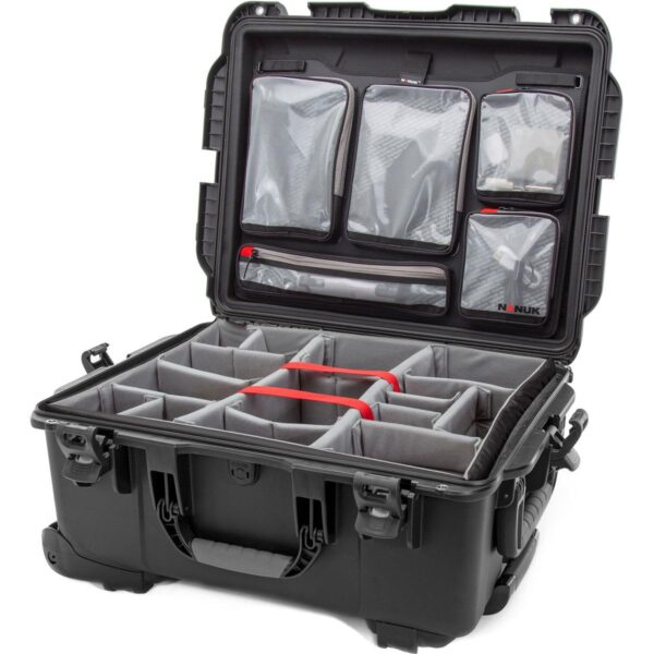 Nanuk Wheeled Series 955 Lightweight NK-7 Resin Waterproof Hard Case with Lid Organizer and Padded Divider, Black - Image 3