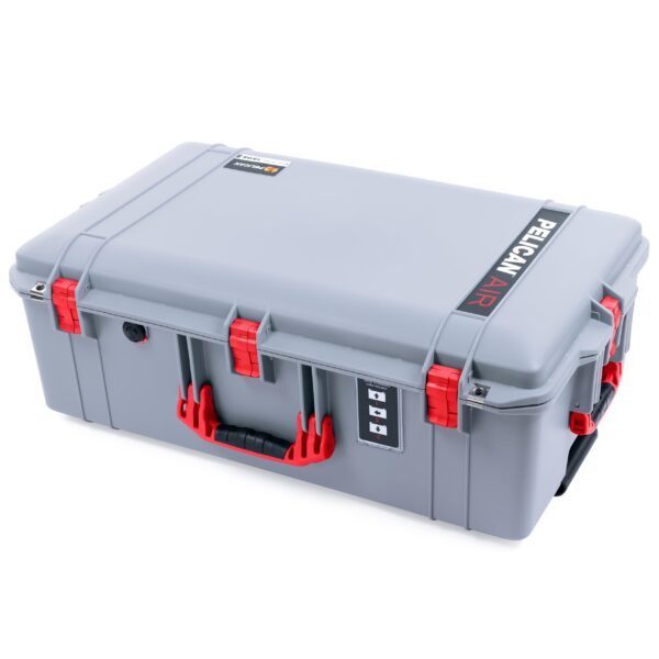 Pelican 1595 Case by ColorCase - Silver - Large Sized Waterproof Case (Case Only) - Red Handles & Latches - Image 4