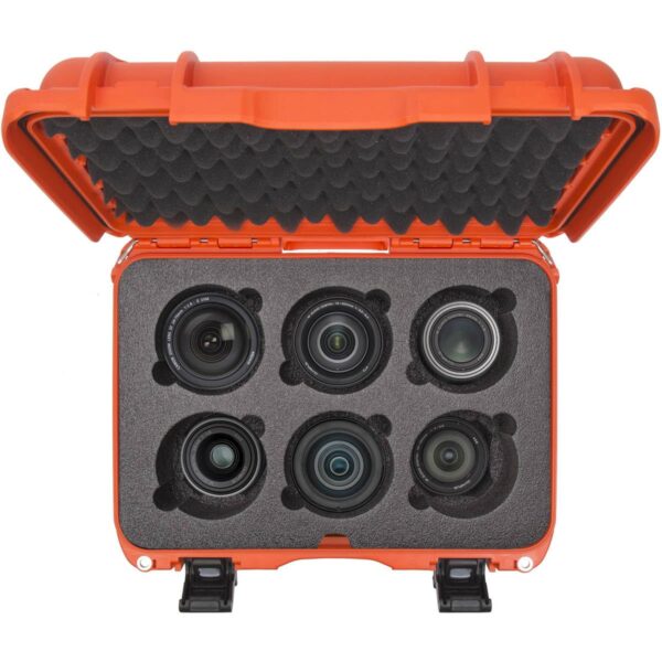 Nanuk Medium Series 918 Lightweight NK-7 Resin Waterproof Protective Case with Foam Insert for 6 Camera Lens, Orange - Image 3