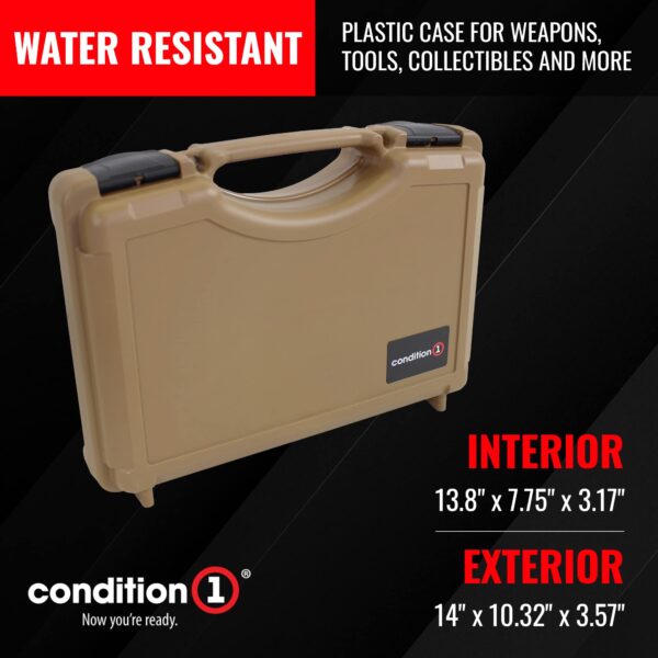 Condition 1 14" Economy Plastic Hard Case Model 1763 for Handgun, Revolver, Firearm, Pistol Lockable Protective Travel Storage Case, Made in USA, 14"x10.32"x3.57" Flat Dark Earth - Image 6