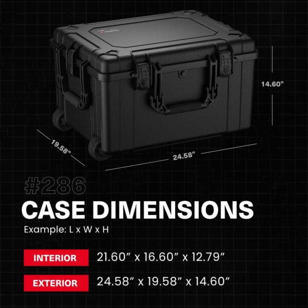 Condition 1 25" Large Rolling Hard Travel Case Model 286, Lockable Storage Box with Wheels and Handle, Waterproof Dustproof TSA Friendly, Made in USA, 24.58"x19.58"x14.60" Orange - Image 6