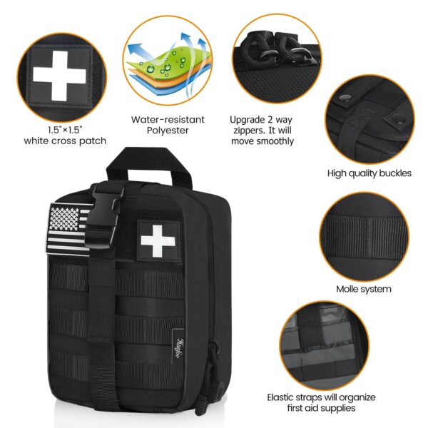 Haafoo Medical Molle Pouch Tactical - 1000D Nylon First Aid Pouch, Big Capacity EMT Pouch Utility, Heavy Duty Military Grade Rip-Away Ifak Pouch for Home and Outdoor Activities（Bag Only - Image 2