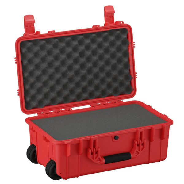 Condition 1 22" Large Rolling Lockable Hard Storage Case with Foam, Model 300, Waterproof Protective Box for Camera, Tactical, Scientific Gear, Made in USA, 21.84"x13.82"x9", Red