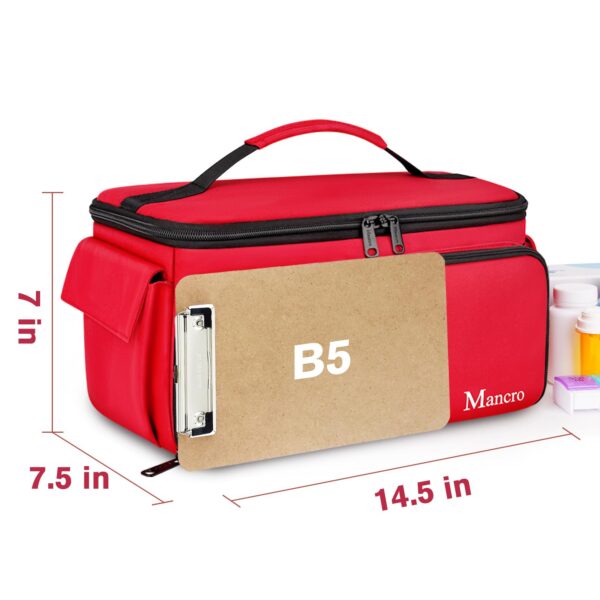 Mancro First Aid Bags Empty, Medical Travel Bag with Multi Pockets, Pill Bottle Organizer for Travel, Home Storage, Trauma Bag for EMT, Nurses, Doctor, Emergency Bag for Medicine, Medical Supplies - Image 3