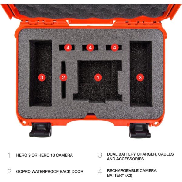 Nanuk 909 Waterproof Hard Case with Foam Insert for GoPro Hero 9 & 10 - Orange, 909-GOPH93 - Image 3