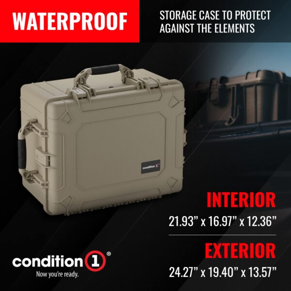 Condition 1 25" Large Heavy-Duty Protective Waterproof Hard, Case Model 024, Portable Storage Box with Customizable Foam, Camera, Tool, Hunting, Made in USA, 24.27"x19.40"x13.57" Tan - Image 6