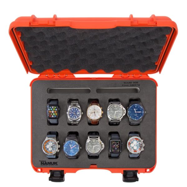 Nanuk 910 Waterproof Case with Foam Insert for 10 Watches, Orange - Image 2